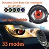 3-inch LED Car Dynamic Devil Eye Large Light Dynamic Pupils Remote Headlight 33 Mode Car Light 3D Lens Modification Eagle Eye