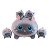 Плюшевая игрушка кошка - Мама-кошка и четыре котенка - Плюшевая игрушка кошка, Подушка-тело кошка, Сжимающееся животное, Подарок на день рождения, Мальчики, Девочки, Рождественский подарок (СЕРЫЙ КОТ,