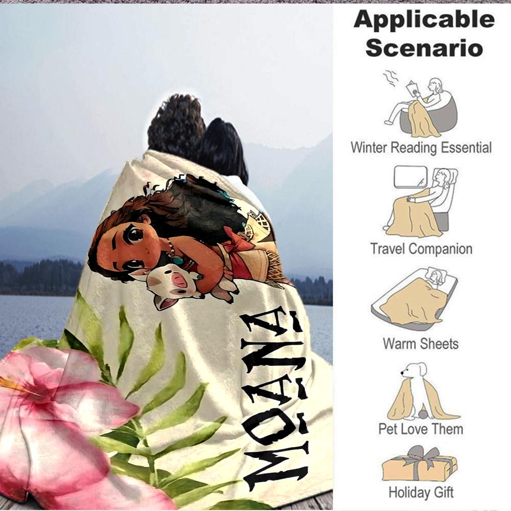 1Pc Adventure Awaits Moana Flannel Blanket, Soft And Comfortable, Casual Warm, Camping Travel, Christmas, Halloween Xmas Gift Ey12