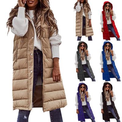 Женский и зимний темпераментный кардиган без рукавов средней длины хлопковый жилет жилет пальто