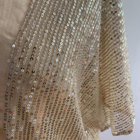 Футболка с блестками, свободная женская женская блузка с коротким рукавом большого размера для повседневной жизни