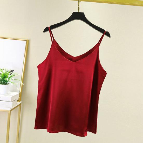 Майка с V-образным вырезом, однотонная, очень мягкая, без рукавов, свободного кроя, полиэстер