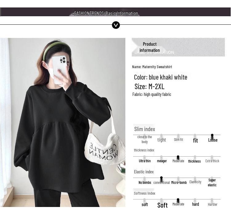 New Versatile Maternity Sweatshirt - Loose Casual Long Sleeve, Age-Reducing Autumn/Winter Women's Top