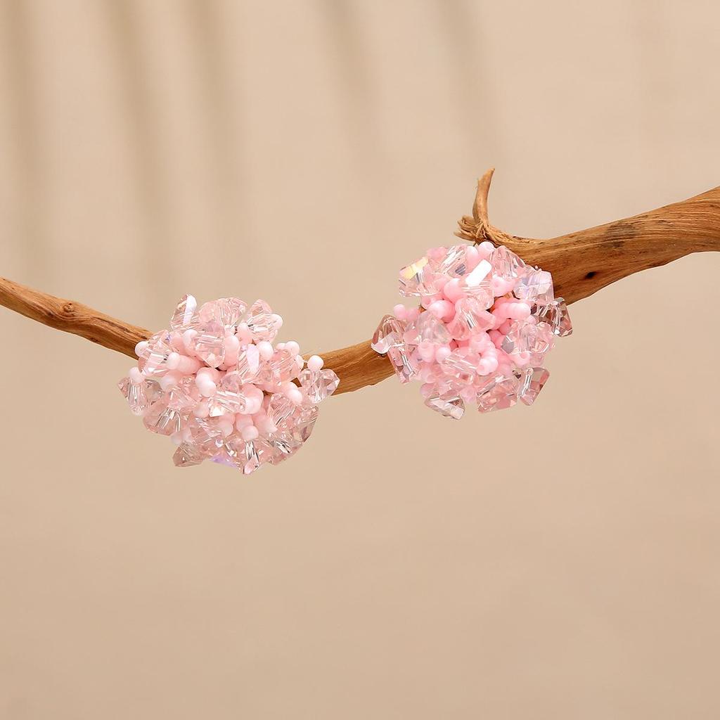 Hydrangea Crystal Beaded Dangle Earrings - Skin-Brightening, Light Luxury Jewelry for Women, 2025 Niche Design