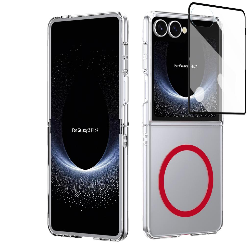 HD Прозрачный Магнитный Чехол Для Samsung Galaxy Z Flip 7 6 5 4 Кристально Чистая Крышка С Прозрачной Защитной Пленкой из Закаленного Стекла