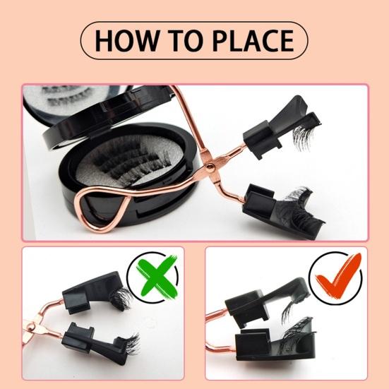 1 Set Magnetic False Eyelashes with Lash Applicator Clip Reusable Natural Wispy Magnetic Fake Lashes with Clamp Women Eye Makeup Tools