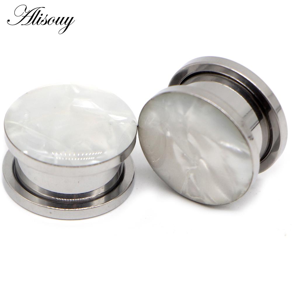 Alisouy 2 шт. Ушные датчики, ушные туннели, пробки, пирсинг, ракушка, нержавеющая сталь, винт, расширитель, растяжитель, украшения для тела, серьги, подарок