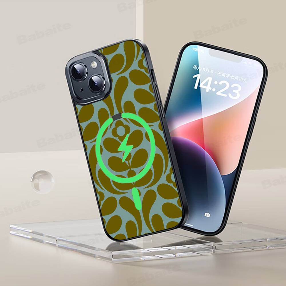 Чехол с магнитом Magsafe Orla Kiely с принтом «Множество стеблей» для iPhone 17 Air 16 15 14 13 12 11 Pro Max Plus Беспроводная зарядка