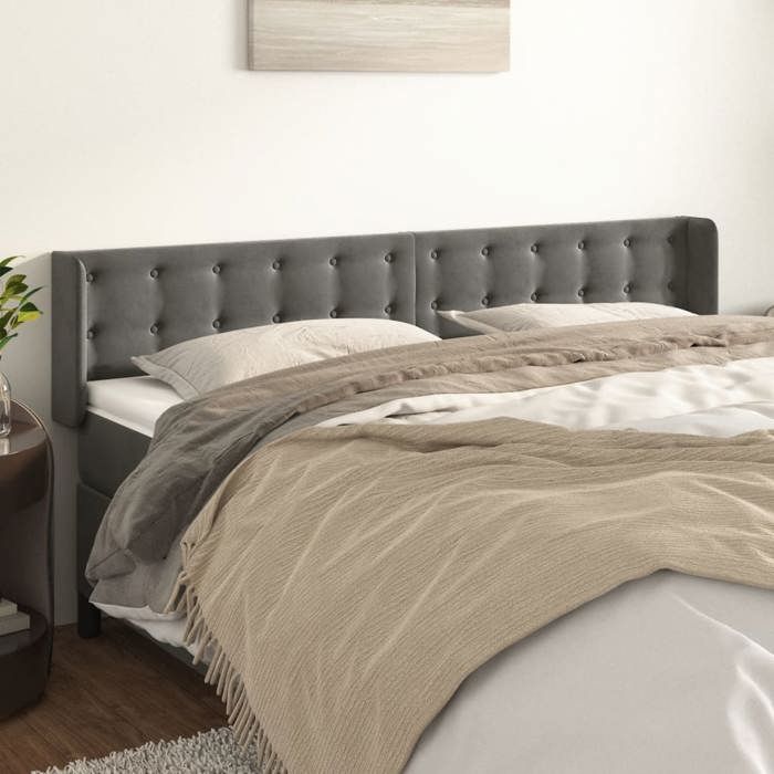 Maison Exclusive - Tête de lit avec oreilles Gris foncé 163x16x78/88 cm Velours