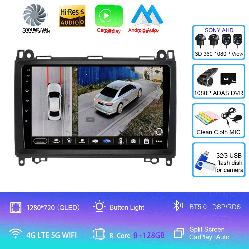 Видеоплеер Android 14 9'' для Mercedes Benz B200 Sprinter W906 W639 AB Class W169 W245 Viano Vito Car Radio Multimedia GPS DVD