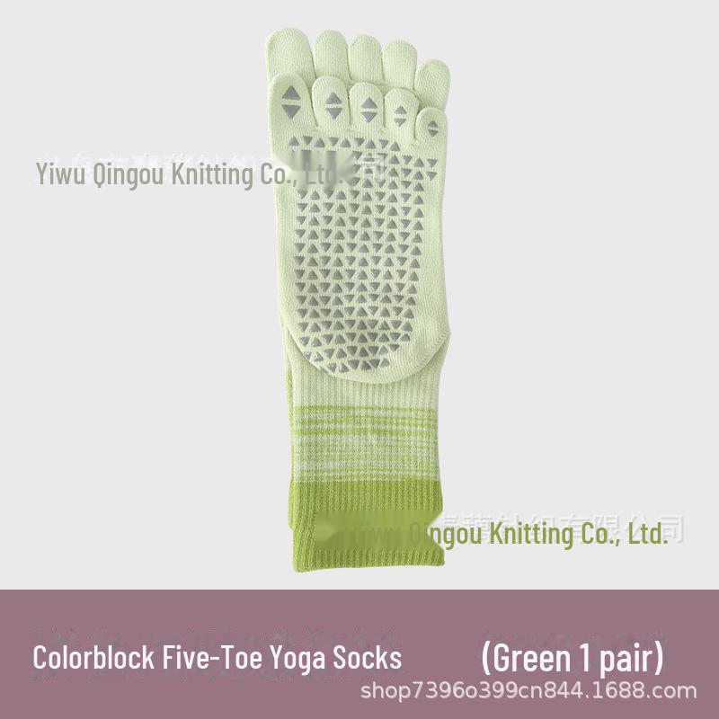 Женские нескользящие хлопковые носки для йоги | Носки для пилатеса с разрезом на пять пальцев и средней посадкой