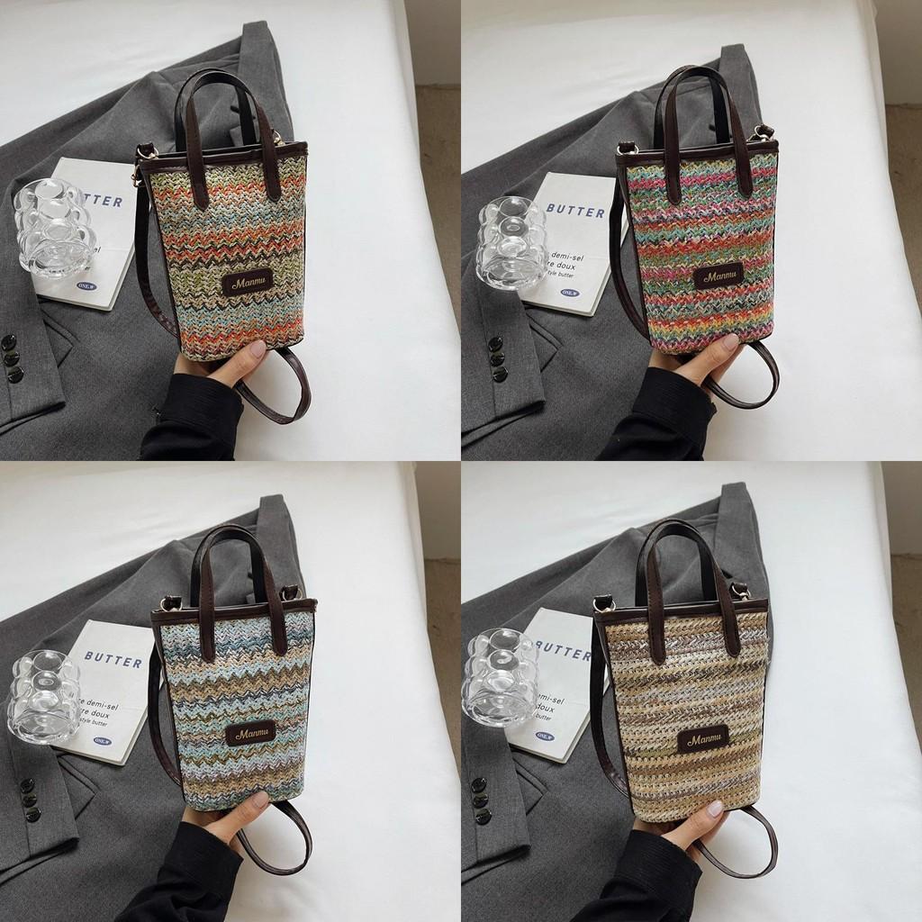 Stylish Minimalist Handbag For Women 2024 Summer New Casual Phone Purse In Orange And Blue