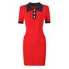 2025 Short-Sleeve Lapel Slimming Knitted Wool Dress for Summer & Autumn