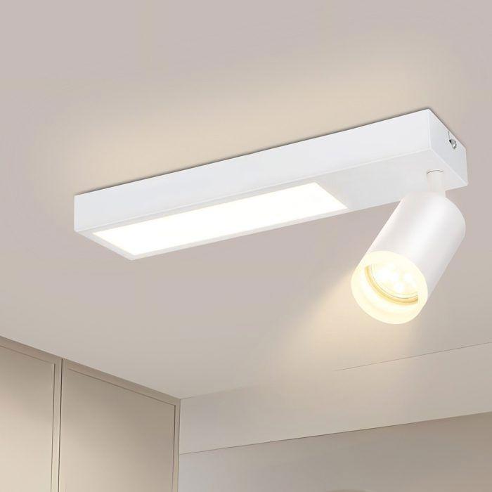 Plafonnier LED - NETTLIFE - GU10 - 10W - 3000K - Blanc métal 24 cm