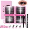 560 Tufts Of Diy Single Tufts Of False Eyelashes, Natural Thick D-Song Segmented Mixed Eyelashes