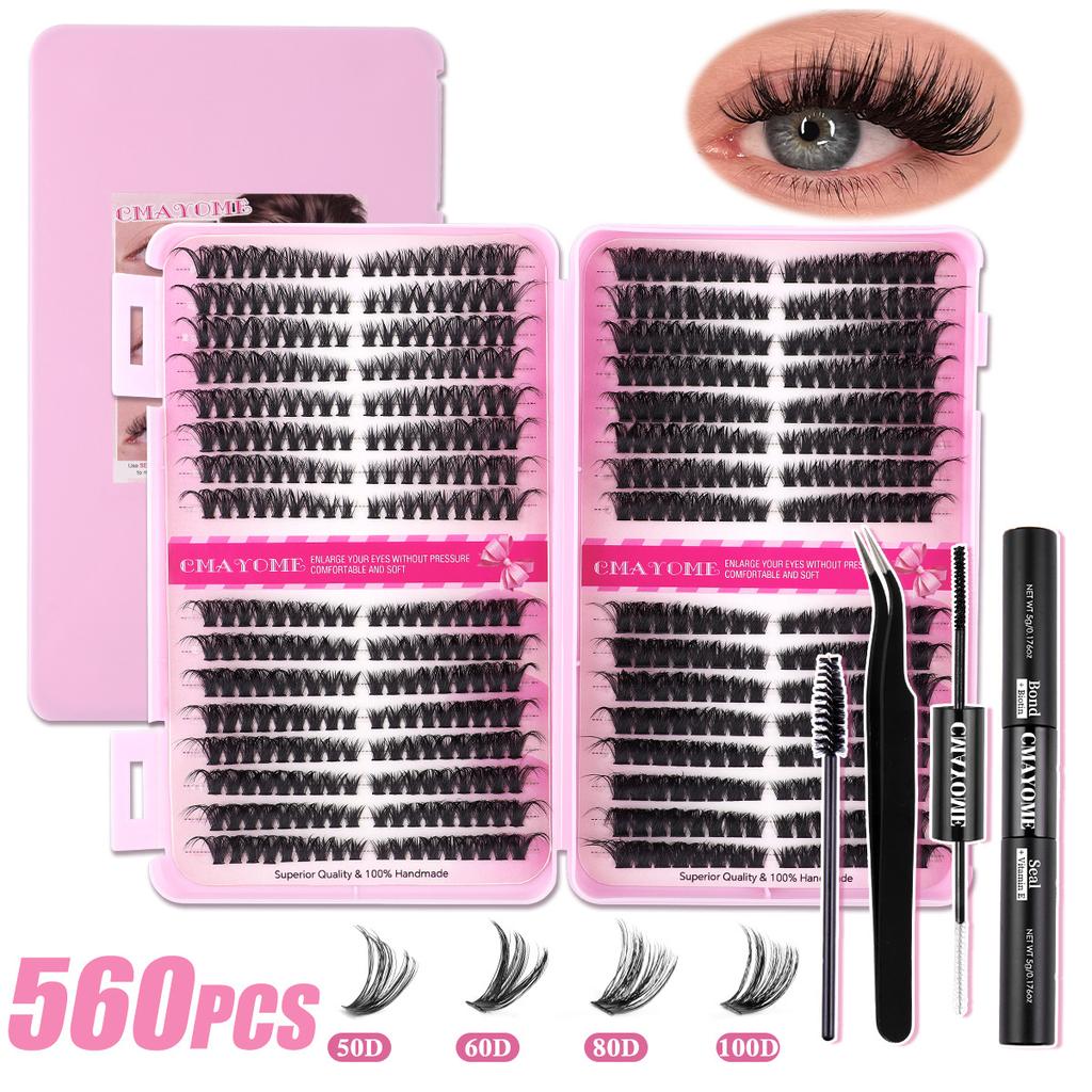 560 Tufts Of Diy Single Tufts Of False Eyelashes, Natural Thick D-Song Segmented Mixed Eyelashes