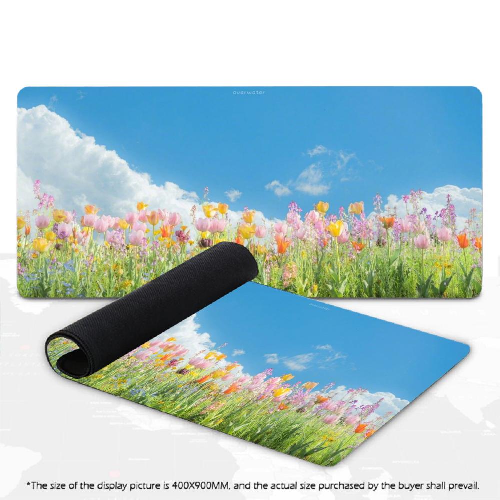 XXL Anime Sunflower Field Mousepad Blue Sky Cloud Scenery Deskmat Non-Slip Rubber Gaming PC Keyboard Desk Mats Large Mouse Mats