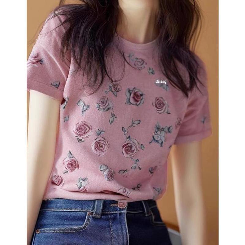 2025 Chic Pink Short-Sleeve T-Shirt for Women – Stylish Summer Design