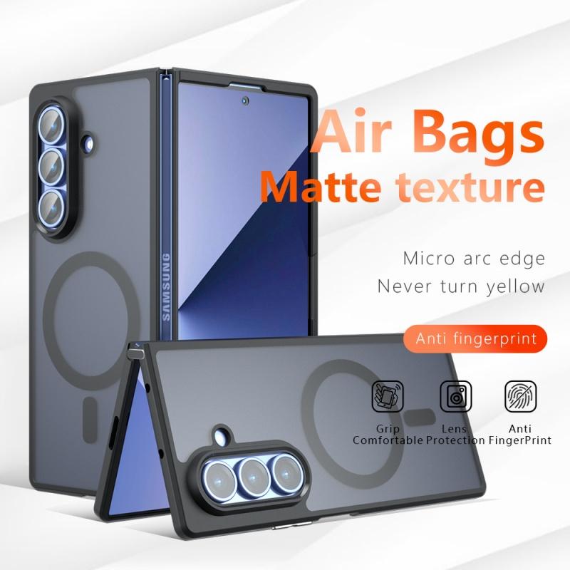 Для Samsung Galaxy Z Fold7 Fold6 Fold5 Чехол Матовый Magsafe Ударопрочный Встроенная Подушка Безопасности Уголок Нежелтеющий Материал Мягкий Чехол