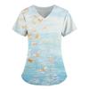 Women's T-shirt V-neck Nurse Uniform Commuting Comfortable Short Sleeved Butterfly Printed T-shirt for Women