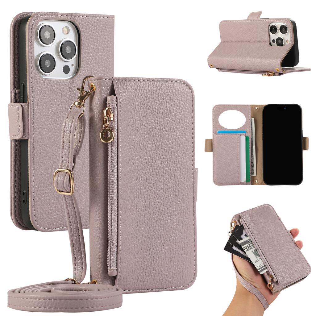 Crossbody Zipper Wallet with Card Holder Phone Case for IPhone 16 15 14 11 Pro Max XS X XR 7 8 Plus 13 12 Mini Se4 Leather Cover