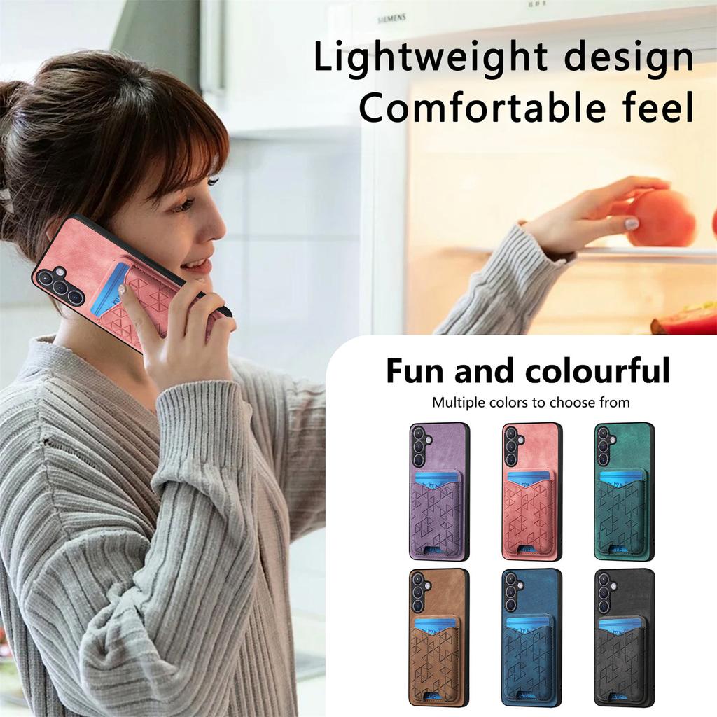 For Samsung Galaxy S25 Case Imprinted Pattern Card Holder Kickstand Leather Back Cover