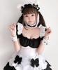 Maid Costume Cosplay Puff Mini Light Black and White Black and White [Milky Time] Dress, Sleeves, Length, Blue, (Includes Ribbon)