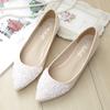 Korean Version of Women's Shoes Look Thin Fashion New Pointy Toe Shallow Mouth Single Shoes Sequined Rhinestone Flat Shoes Women Plus Size