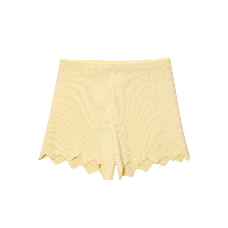 Zbzr Spring New Women Clothes Western Style Fashion Single-Breasted Knitted Long Sleeve Finger Fit Design Top Casual Shorts