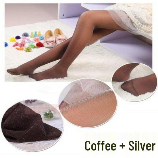 Pearlescent Glitter Lurex Pantyhose - Black, Open Crotch, Plus Size, Ultra-Thin, Sexy Silver Thread, Colorful and Shiny.