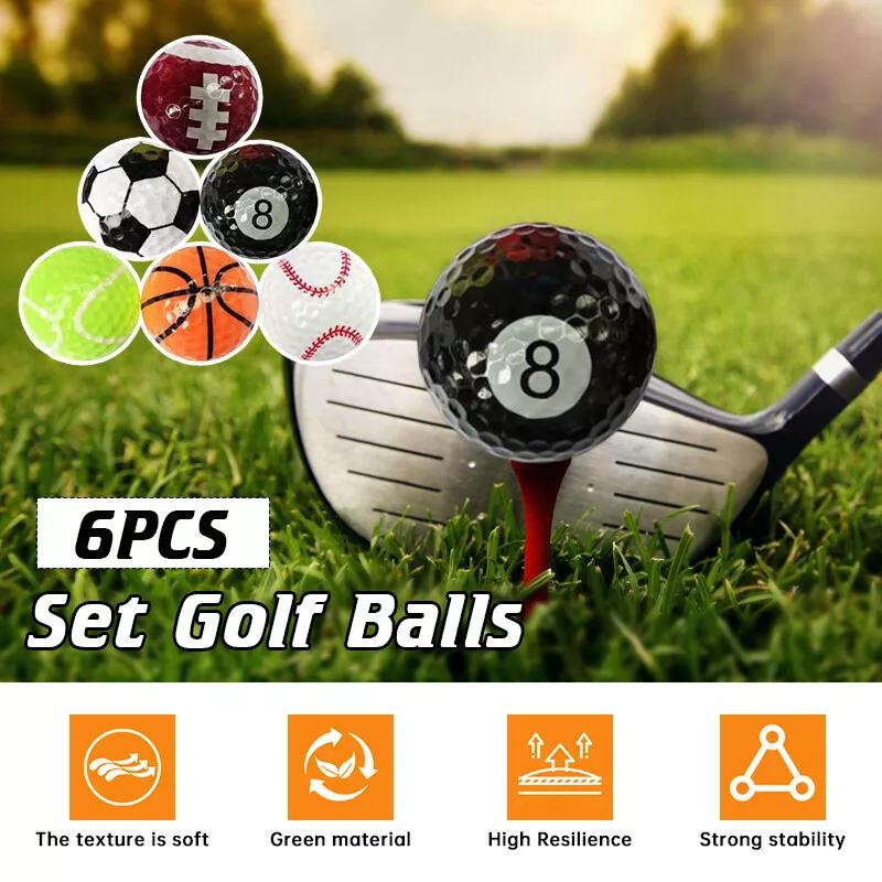 6pcs Golf Balls Golf Basketball Tabletennis Pattern Novelty Practice Golf Balls Golf Training Indoor Practice