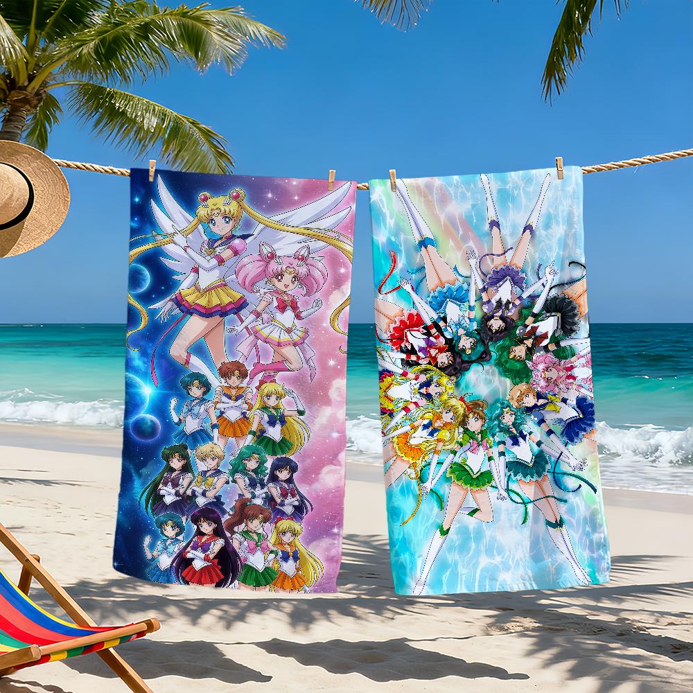 anime cartoon cute S-SailorS M-Moon FK Towel Pool soft Beach Towels Trip swim bath Towel Gym Spa home room Decor Holiday Gift