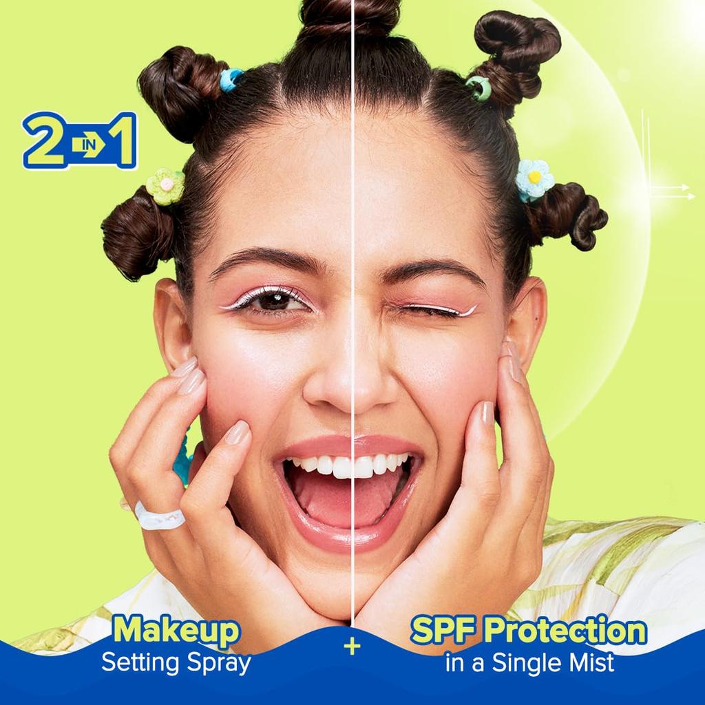 Aqualogica Bright+ Набор для макияжа Солнцезащитный спрей SPF 50+ PA++++ Ультратонкий Быстросохнущий Спрей для фиксации макияжа 80 мл