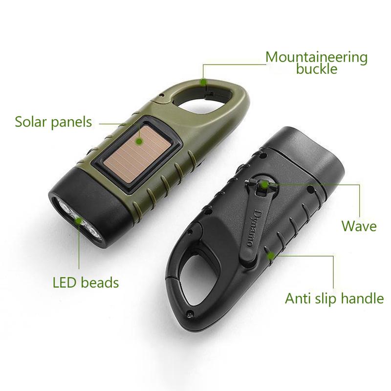 Rechargeable For Fishing Boating Hiking Survival Gear Power Bank Solar Flashlight Emergency Hand Crank Dynamo Led Flashlight