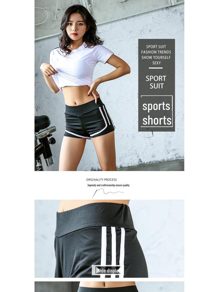 Женские облегающие быстросохнущие шорты для йоги — имитация двухкомпонентного дизайна для бега и фитнеса