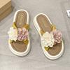 New One-word Slippers Women's Summer Wear Two-color Flower Thick-bottomed Cool Slippers Fashionable Non-slip Comfortable Beach Sandals