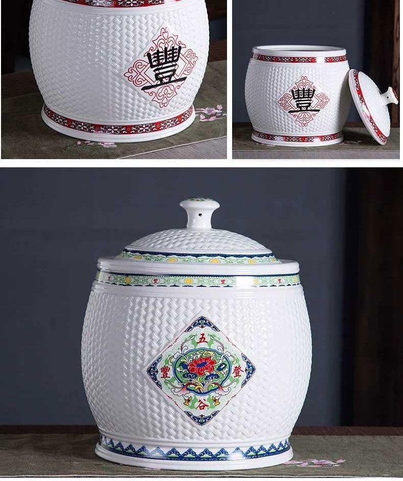 Керамическая рисовая банка Jingdezhen с крышкой - Влаго- и насекомозащитный контейнер для хранения