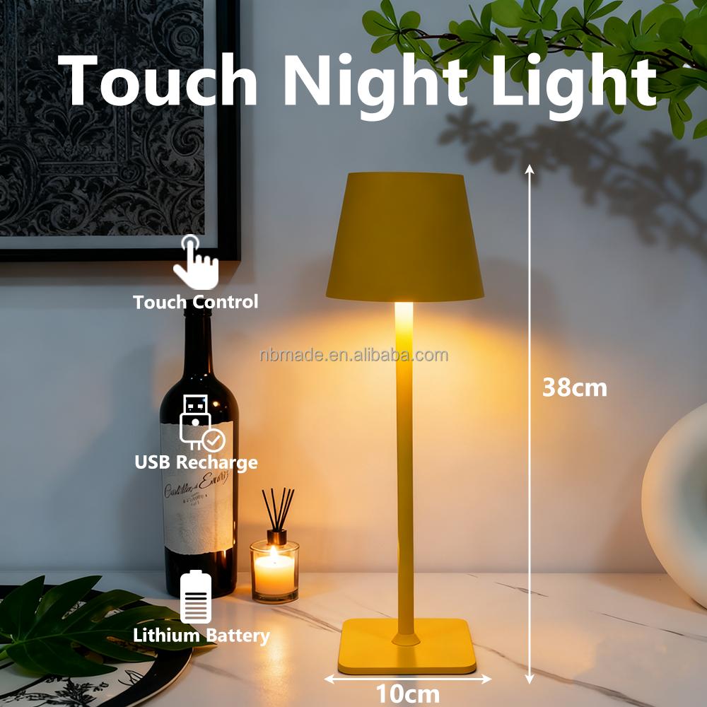 Modern Touch Control LED USB Rechargeable 3 Color Changing Dimmable Night Light Portable Cordless for Bedroom Desk Decor