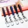 Modern Braided Microfiber Keychain Leather Black Lanyard Car Faux Buckle DIY Car Key Ring