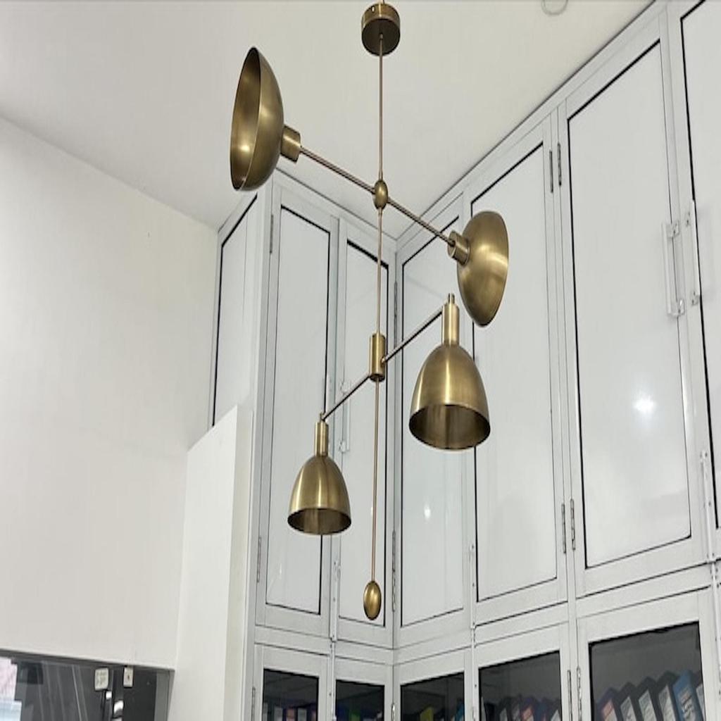 Люстра на 4 лампы, современный светильник из необработанной латуни, люстра в стиле середины века Stilnova, линейный светильник