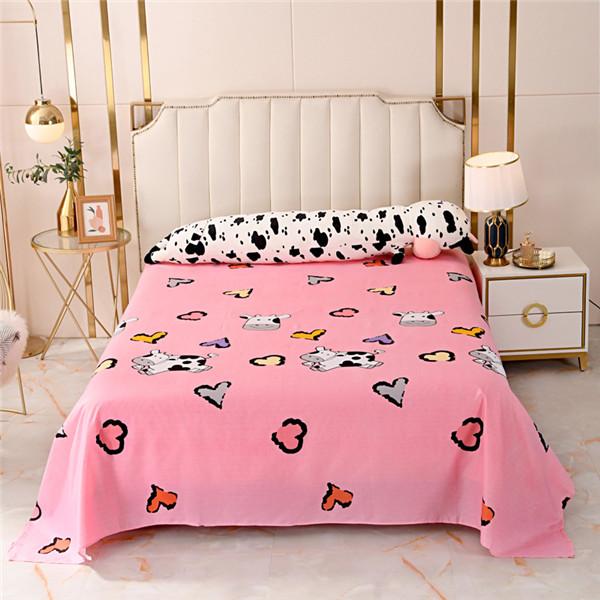 Bed Sheet Polyester Cotton Printed Fitted Sheet Bedding Flat Sheet Soft Breathable Bed Linens (No Pillowcases )