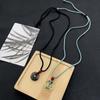 Chinese Style Geometric Circular Pendant Necklace Weave Rope Safety Buckle Clavicle Chain For Women Jewelry Party Gift