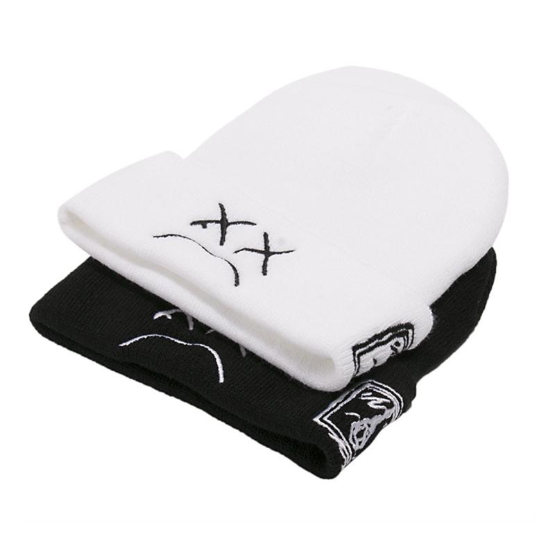 Простая забавная грустная рожица Теплые уши для защиты Вязаная шапка Индивидуальность Уличный тренд Универсальная для мужчин женщин