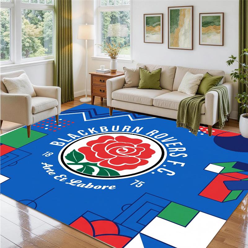 Blackburn Rovers Football Design Crystal Velvet Rug Soft Decorative Mat for Bedroom Entrance