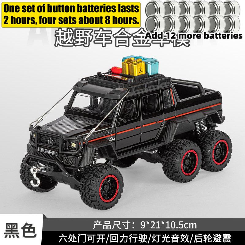 1:28 Mercedes Benz G63 AMG 6×6 Off Road Pickup Truck Alloy Metal Diecast Model Car Sound And Light Pull Back Children's Toy Gift