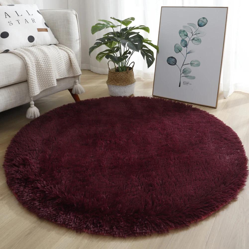 Soft Round Carpet Rug For Bedrooms Living Room Study Tent Solid Color Floor Car Thick Soft Plush Anti Slip Carpet Children Rug