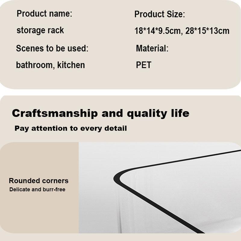 Wall Mounted Shower Shampoo Racks Shelves Organizer Non-drilling Removable Transparent PET Material Bathroom Storage Rack