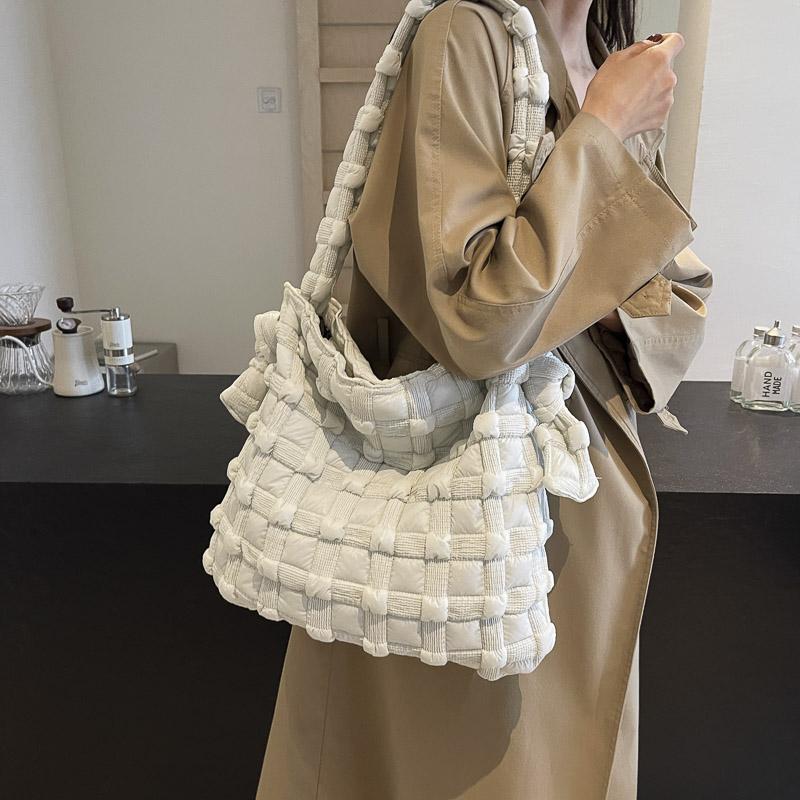 Осенне-зимняя сумка-облако большой вместимости, сложенная в клетку, легкая сумка через плечо, женская сумка-мессенджер, легкие дорожные сумки через плечо