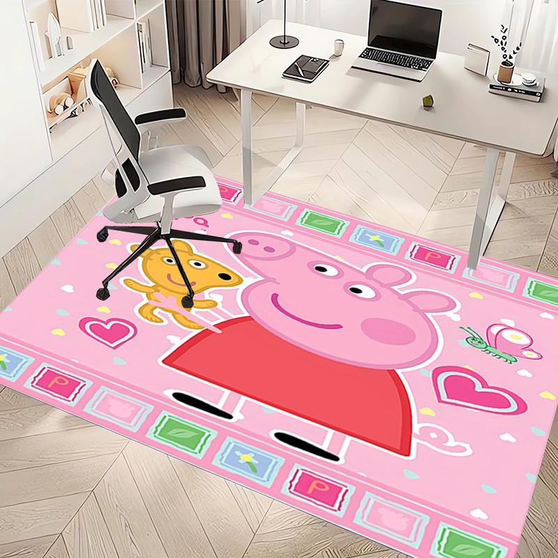 1pc Peppa Pig Print Area Rug - Soft, Washable Non-Slip Indoor Mat, Living Room, Home Office Decorative Rug,Office Decorative
