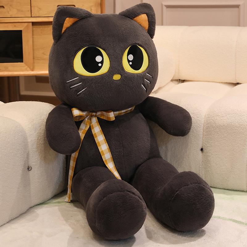 Cartoon Black Cat Doll Plush Toy Big Cat Doll Girl Companion Comfort Rag Doll Birthday Gift